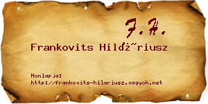 Frankovits Hiláriusz névjegykártya